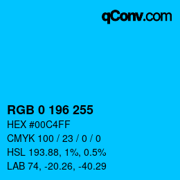 Color code: RGB 0 196 255 | qconv.com