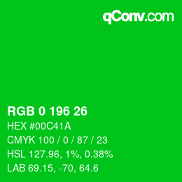 Color code: RGB 0 196 26 | qconv.com