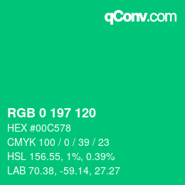 カラーコード: RGB 0 197 120 | qconv.com
