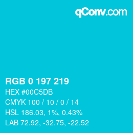 カラーコード: RGB 0 197 219 | qconv.com