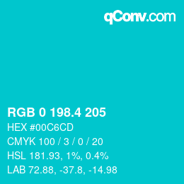 カラーコード: RGB 0 198.4 205 | qconv.com