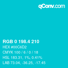カラーコード: RGB 0 198.4 210 | qconv.com