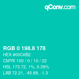 カラーコード: RGB 0 198.8 178 | qconv.com