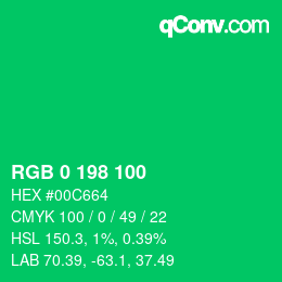 Color code: RGB 0 198 100 | qconv.com