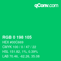 Color code: RGB 0 198 105 | qconv.com