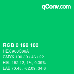 Color code: RGB 0 198 106 | qconv.com