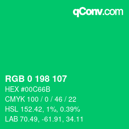Color code: RGB 0 198 107 | qconv.com