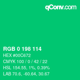 Color code: RGB 0 198 114 | qconv.com