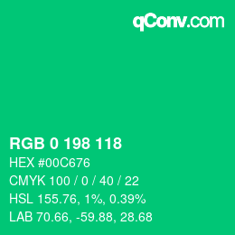 Color code: RGB 0 198 118 | qconv.com