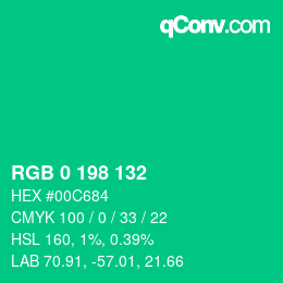 Color code: RGB 0 198 132 | qconv.com