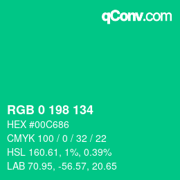 Color code: RGB 0 198 134 | qconv.com