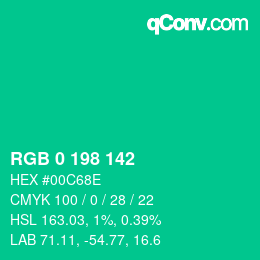 Farbcode: RGB 0 198 142 | qconv.com