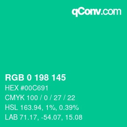 Color code: RGB 0 198 145 | qconv.com
