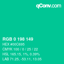 Color code: RGB 0 198 149 | qconv.com