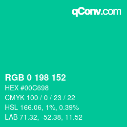 Color code: RGB 0 198 152 | qconv.com