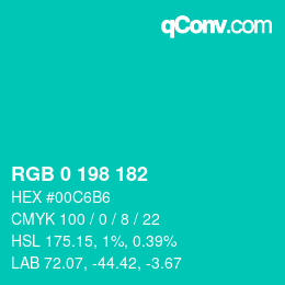 Color code: RGB 0 198 182 | qconv.com