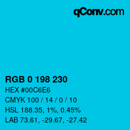 Color code: RGB 0 198 230 | qconv.com