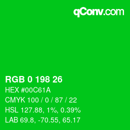 Color code: RGB 0 198 26 | qconv.com