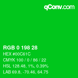 Color code: RGB 0 198 28 | qconv.com