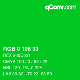 Color code: RGB 0 198 33 | qconv.com