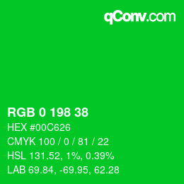 Color code: RGB 0 198 38 | qconv.com