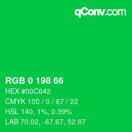 Color code: RGB 0 198 66 | qconv.com