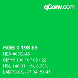 カラーコード: RGB 0 198 69 | qconv.com