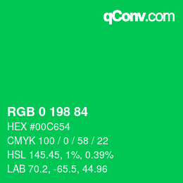 Color code: RGB 0 198 84 | qconv.com