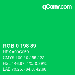 Color code: RGB 0 198 89 | qconv.com