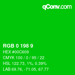 Color code: RGB 0 198 9 | qconv.com