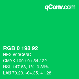 Color code: RGB 0 198 92 | qconv.com