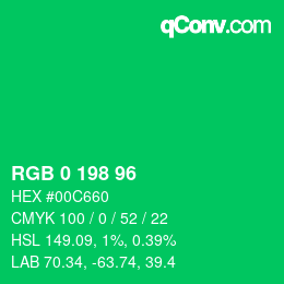 Color code: RGB 0 198 96 | qconv.com