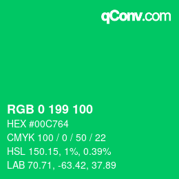 Color code: RGB 0 199 100 | qconv.com