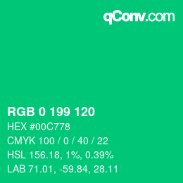 颜色代码: RGB 0 199 120 | qconv.com