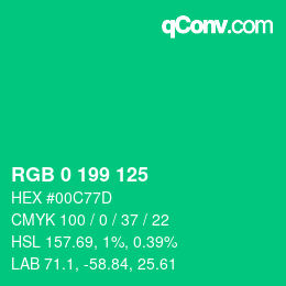 Color code: RGB 0 199 125 | qconv.com