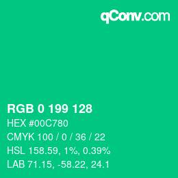 Color code: RGB 0 199 128 | qconv.com