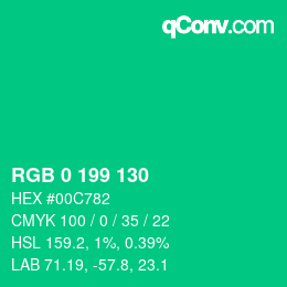 Color code: RGB 0 199 130 | qconv.com
