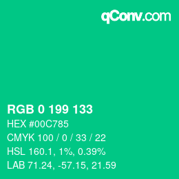 Color code: RGB 0 199 133 | qconv.com