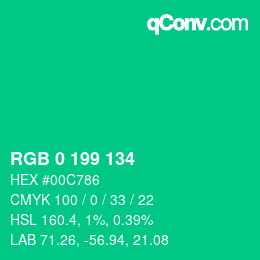 Color code: RGB 0 199 134 | qconv.com