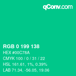 Color code: RGB 0 199 138 | qconv.com