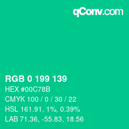 Color code: RGB 0 199 139 | qconv.com