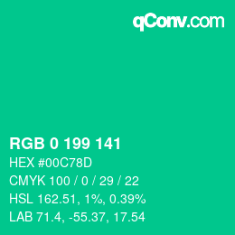 Color code: RGB 0 199 141 | qconv.com