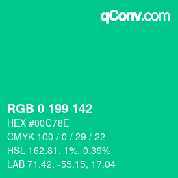 Color code: RGB 0 199 142 | qconv.com