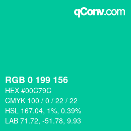 Color code: RGB 0 199 156 | qconv.com