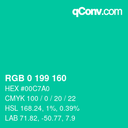 Color code: RGB 0 199 160 | qconv.com