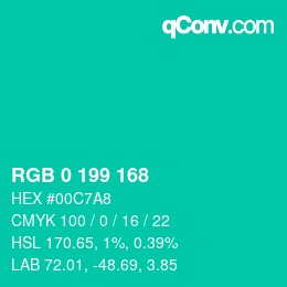 Color code: RGB 0 199 168 | qconv.com
