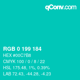 Color code: RGB 0 199 184 | qconv.com