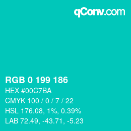 Color code: RGB 0 199 186 | qconv.com