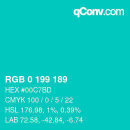 Color code: RGB 0 199 189 | qconv.com