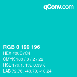 Color code: RGB 0 199 196 | qconv.com